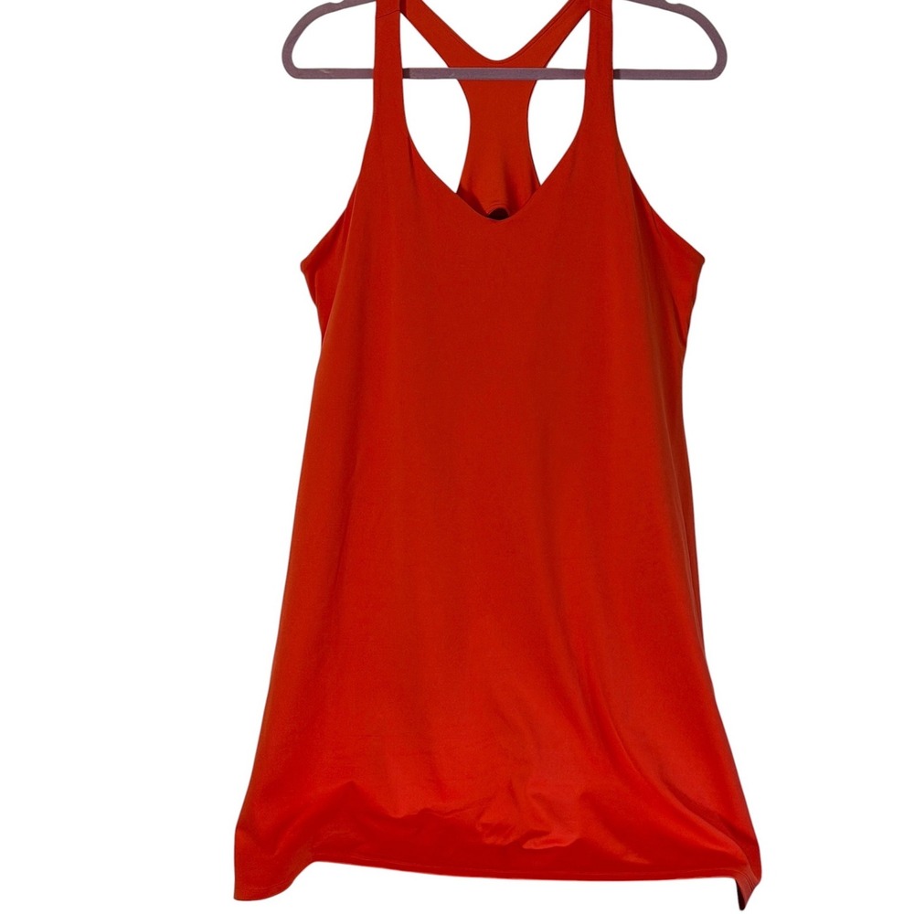 Girlfriend Collective 4X Orange Racerback Exercise Dress Built In Shorts Pockets